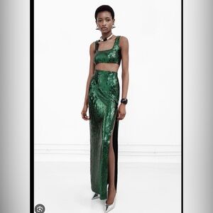 Galavan London Green Sequin Two-Piece Set